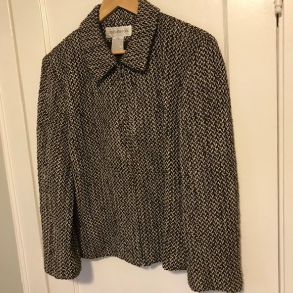 Brown & White Tweed Lined Blazer/Jacket, Jones New York - Picture 3 of 4